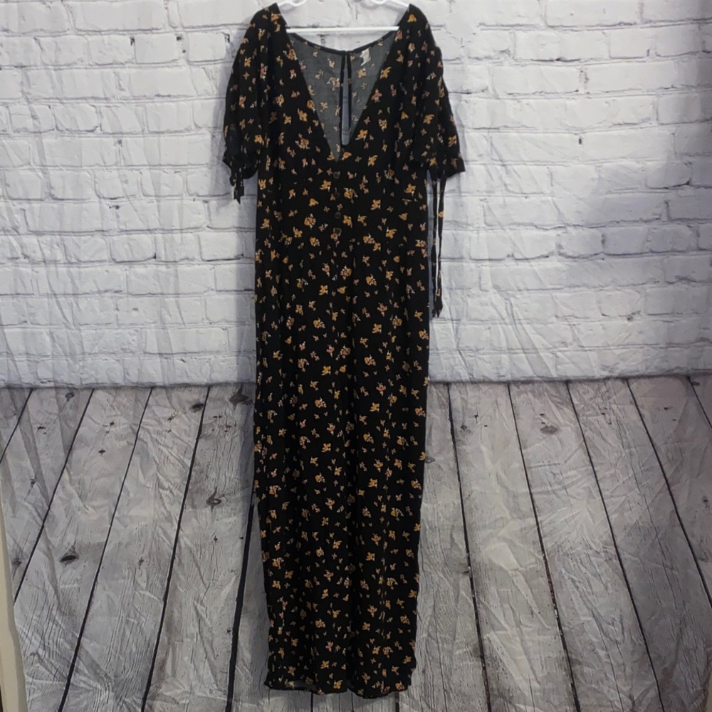 Black and Burnt orange floral Romper